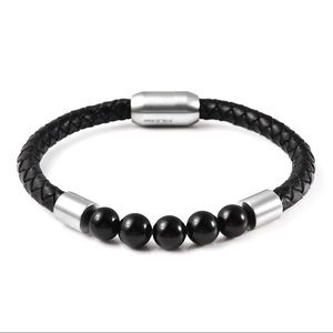 Genuine Leather Five Stone Braided Bracelet